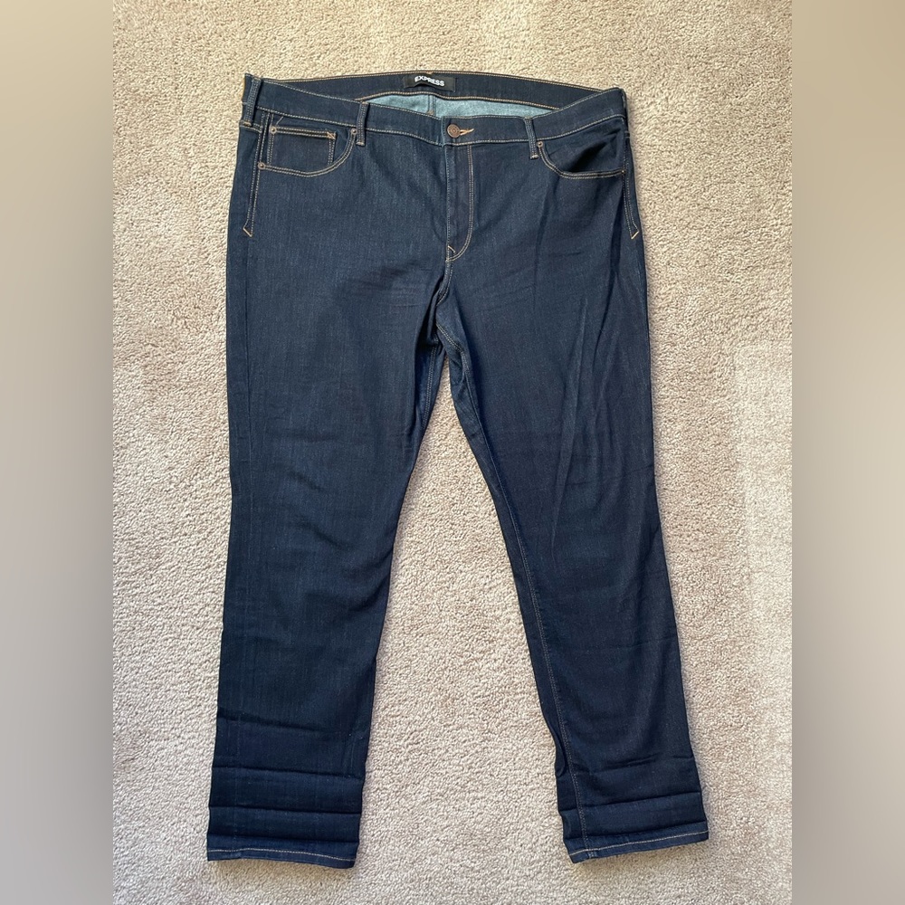 Express Dark Wash Mid Rise Skinny Jeans